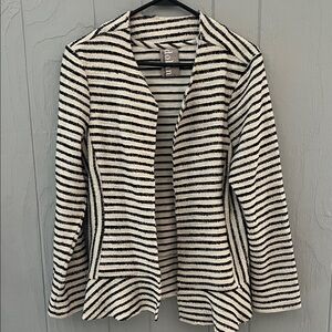 Anthropology Left Coast Large Dolan Black and White Striped Women's Jacket Blaze
